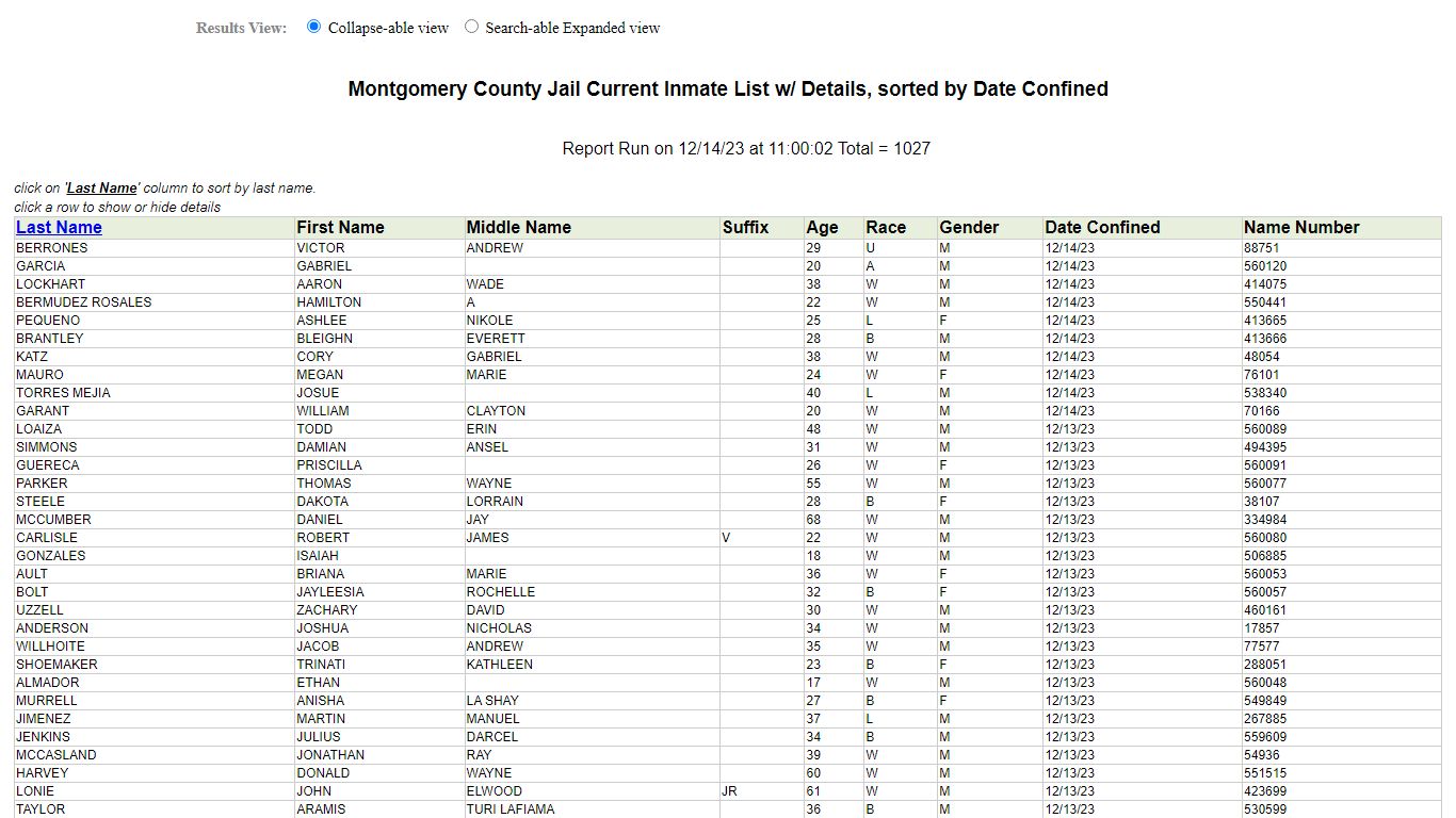 Jail Roster - Montgomery County, Texas